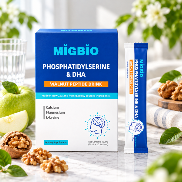 04_migbio核桃肽饮品清新静物照 MIGBIO Phosphatidylserine & DHA Walnut Peptide Drink